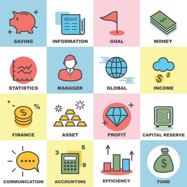businee satır Icons set