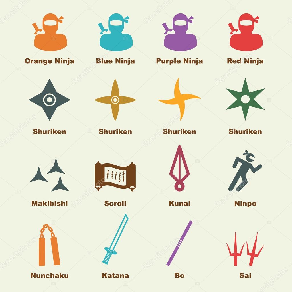 Ninja elements, vector infographic icons