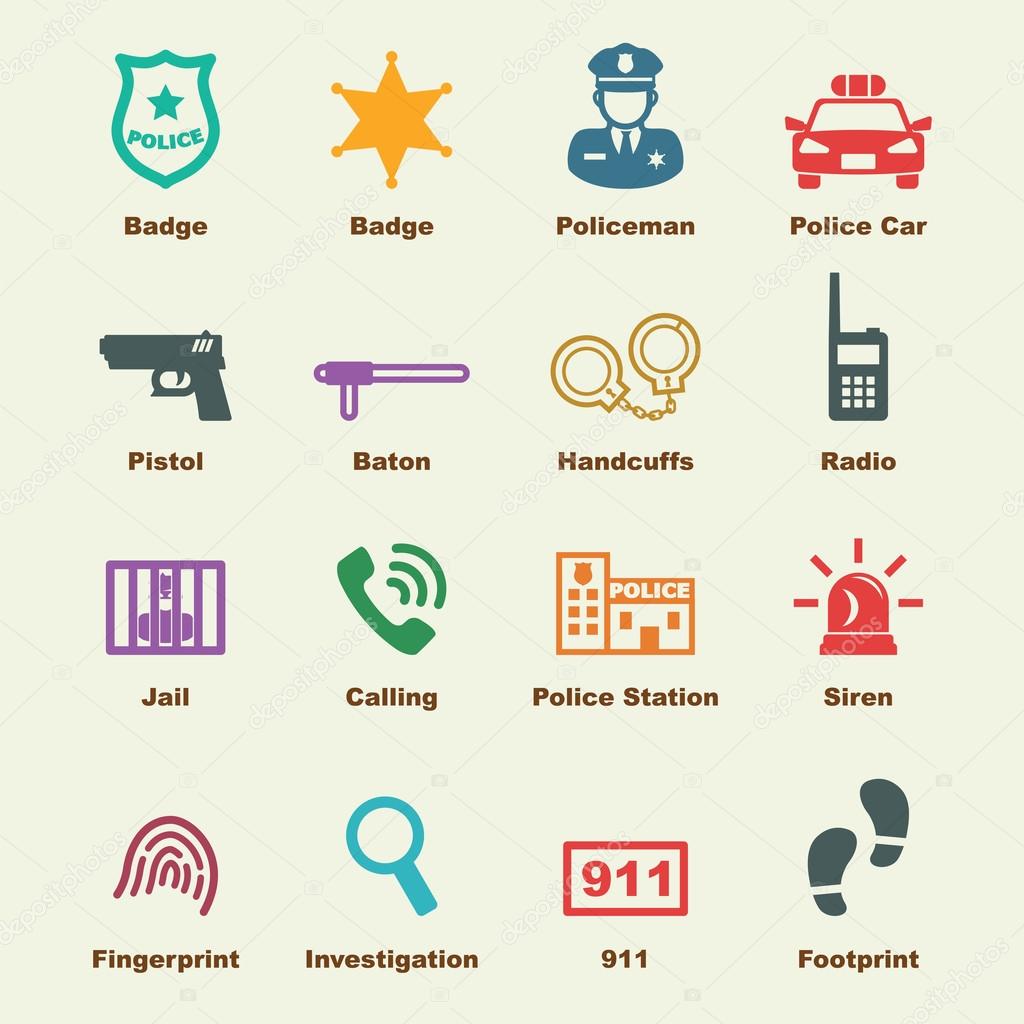 Police elements, vector infographic icons