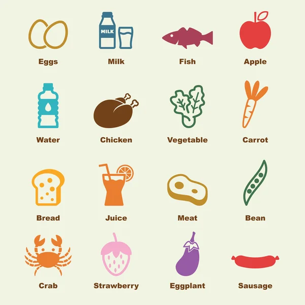 Elementos alimentarios saludables — Vector de stock