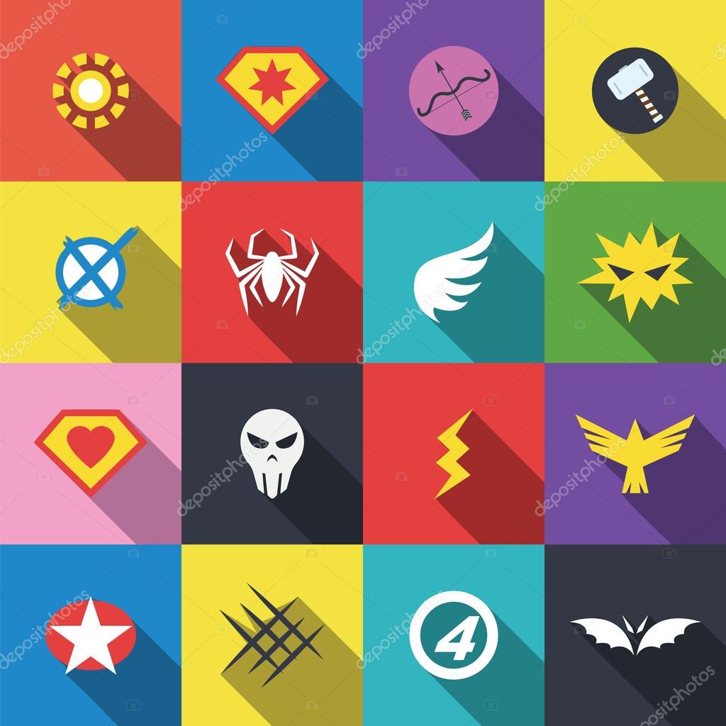 Superhero badge logo, vector flat design