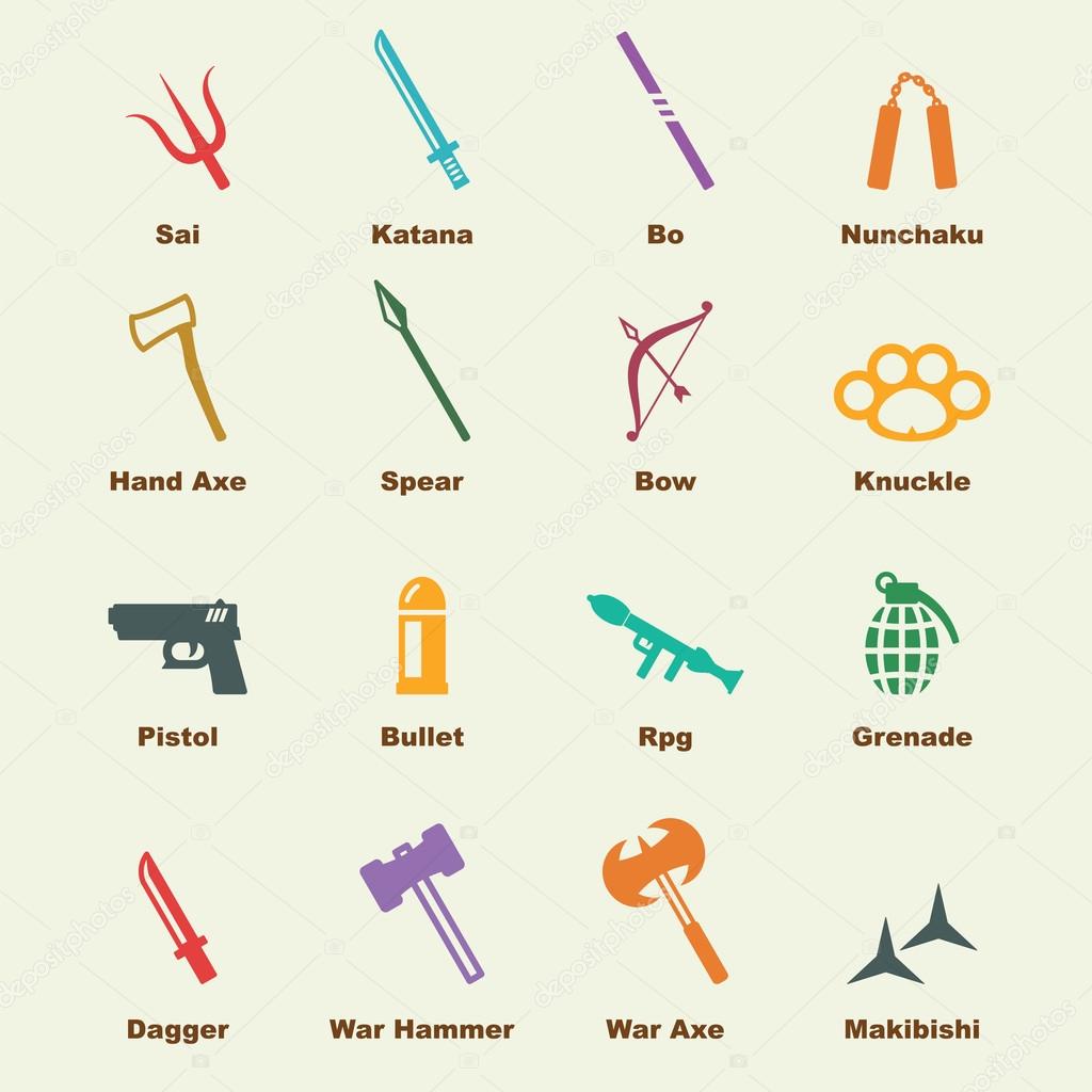 Weapon elements, vector infographic icons