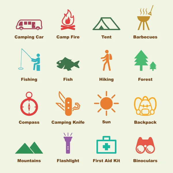 Éléments camping — Image vectorielle