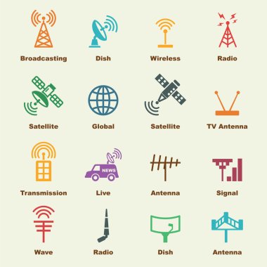 antenna and satellite elements clipart