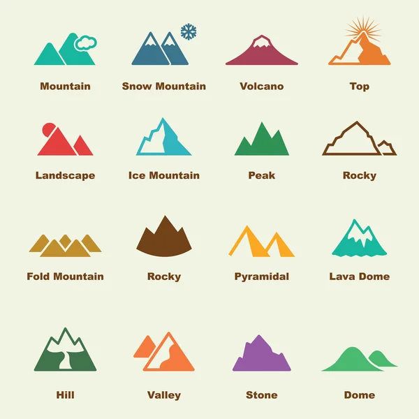 Éléments de montagne icônes — Image vectorielle