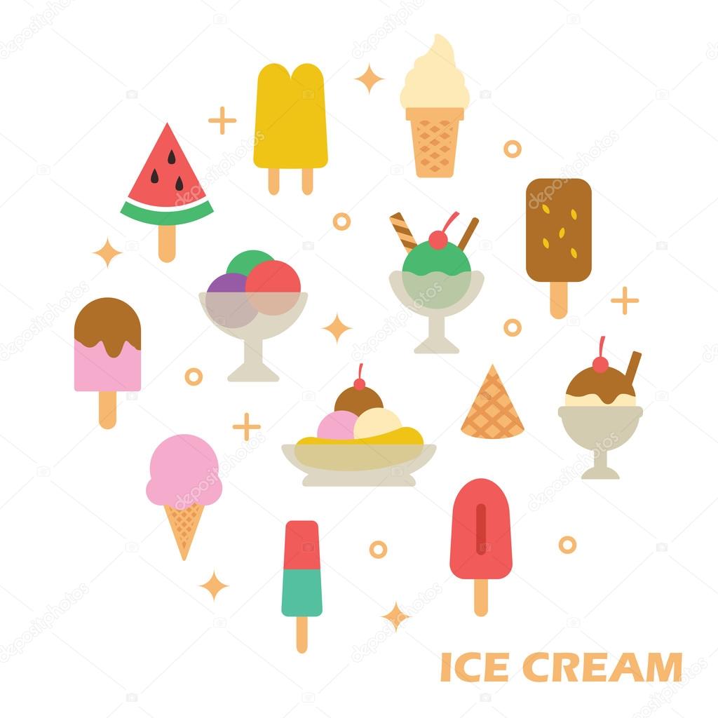 Ice cream flat design, vector elements