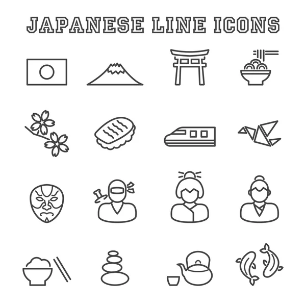 Ícones de linha japonesa — Vetor de Stock