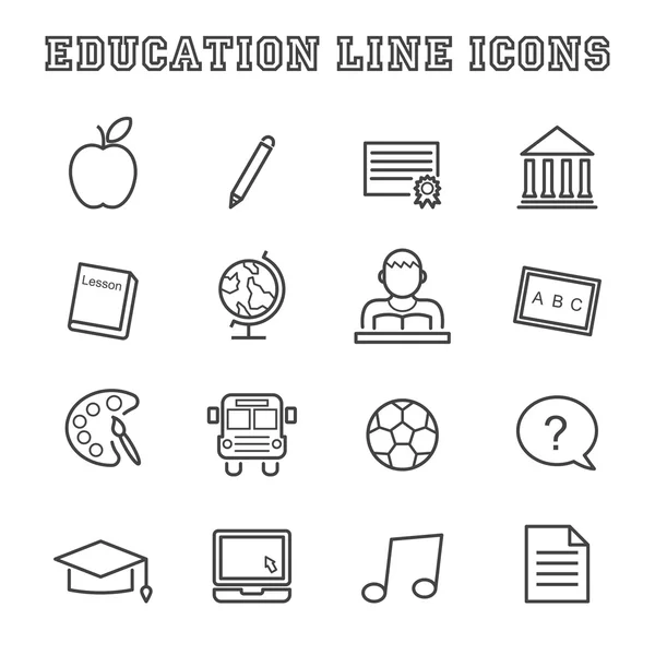 Línea de Educación Iconos — Vector de stock