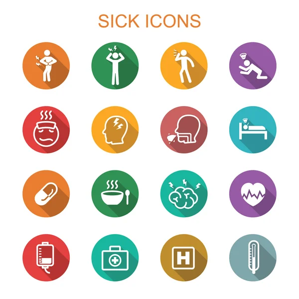 Sick long shadow icons — Stock Vector