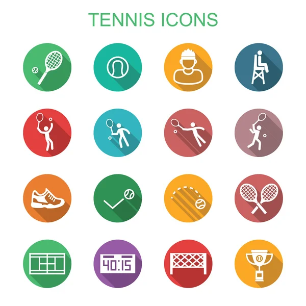 Tenis iconos sombra larga — Vector de stock