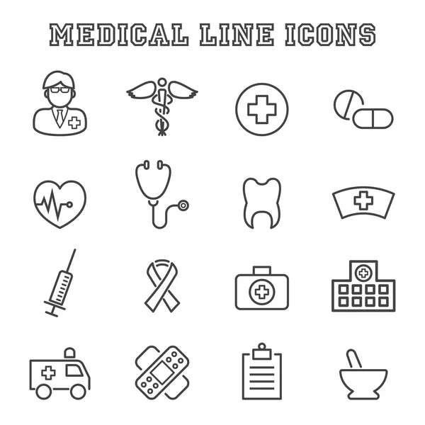 Ícones de linha médica — Vetor de Stock