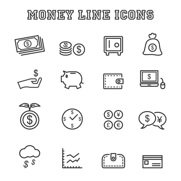 Iconos de línea de dinero — Archivo Imágenes Vectoriales