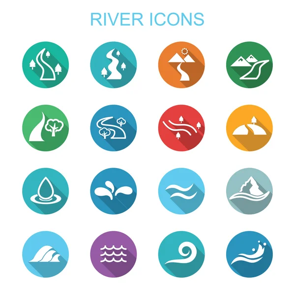 Floden långa skugga ikoner — Stock vektor