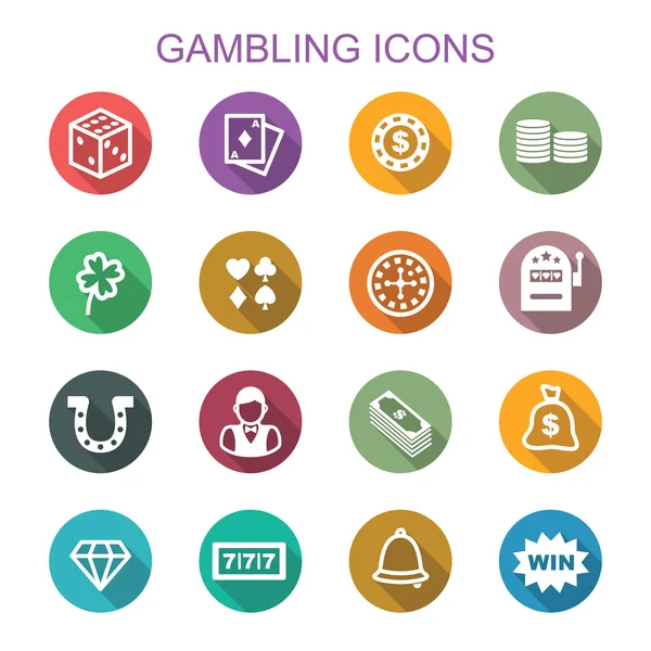 Szerencsejáték hosszú árnyék ikonok — Stock Vector