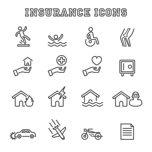 Línea de seguros iconos — Archivo Imágenes Vectoriales