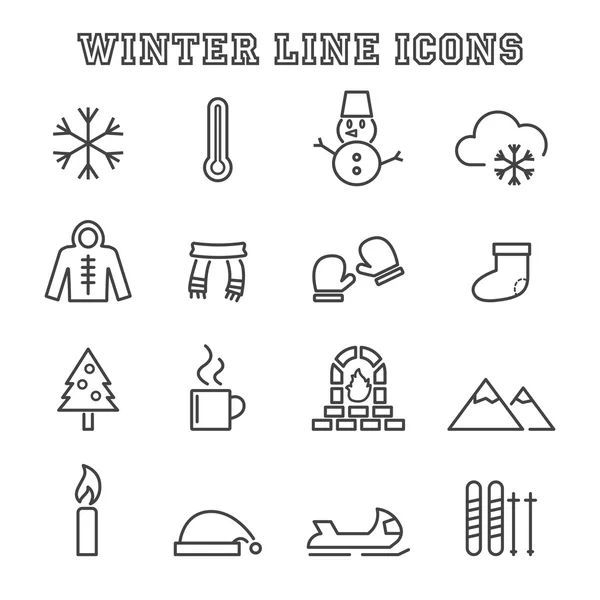 Iconos de línea de invierno — Vector de stock