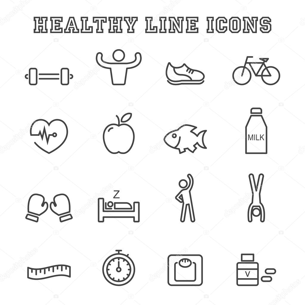 Healthy line icons, mono vector symbols