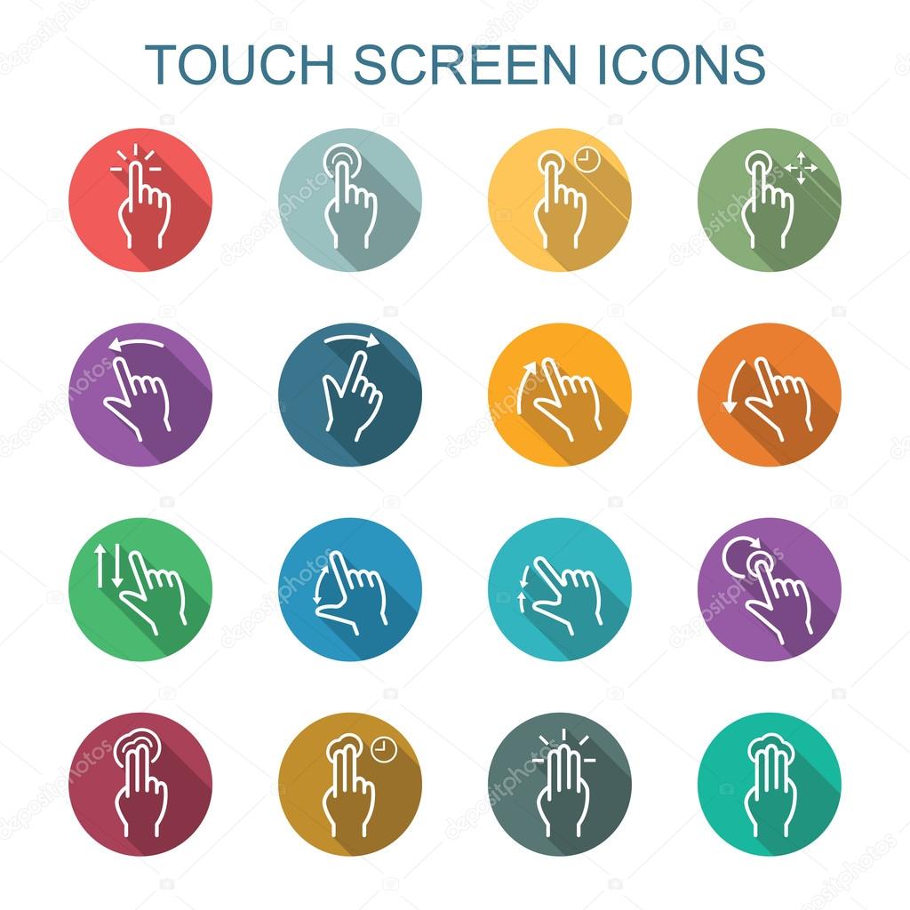 touch screen long shadow icons