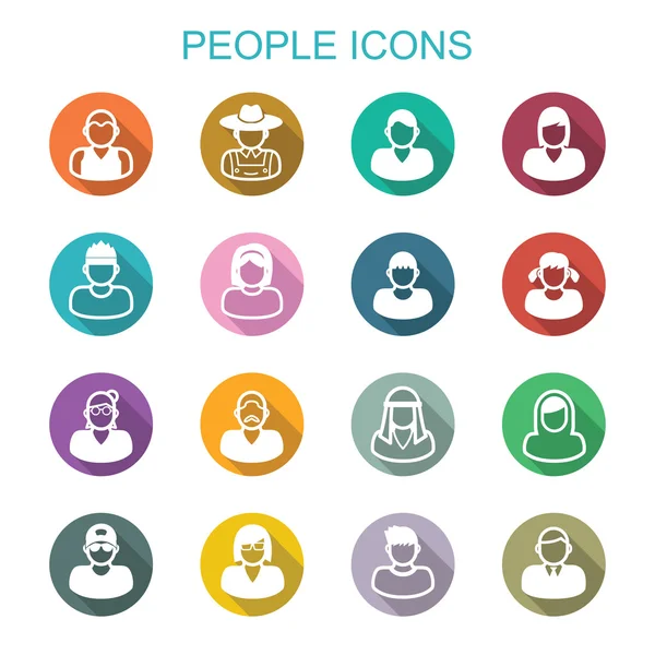 People long shadow icons — Stock Vector