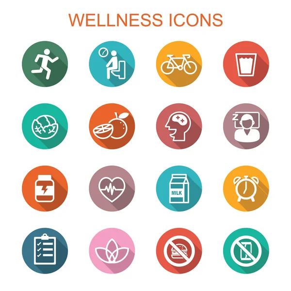 Wellness-lange schaduw pictogrammen — Stockvector