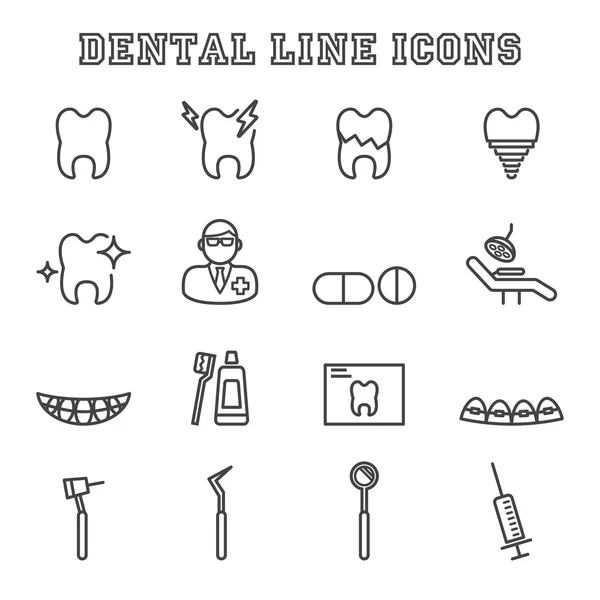 Dental line icons — Stock Vector