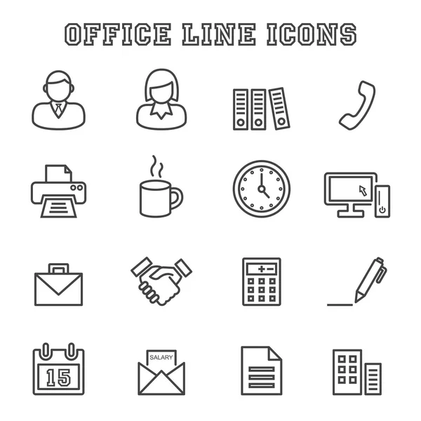 Iconos de línea de oficina — Vector de stock