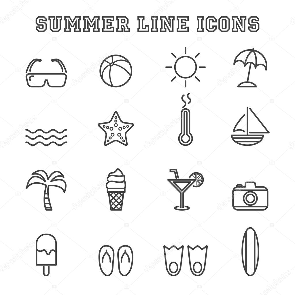 summer line icons