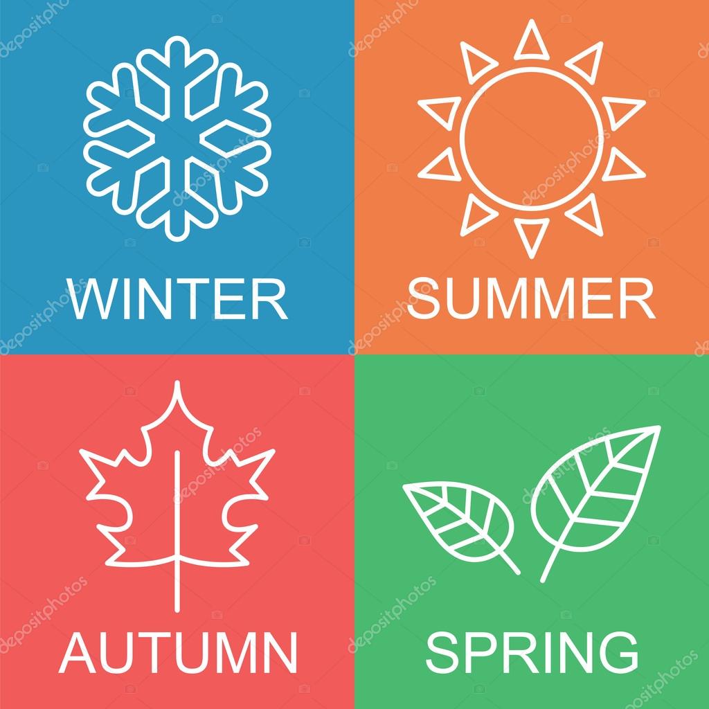 Four season logo, outline flat vector design