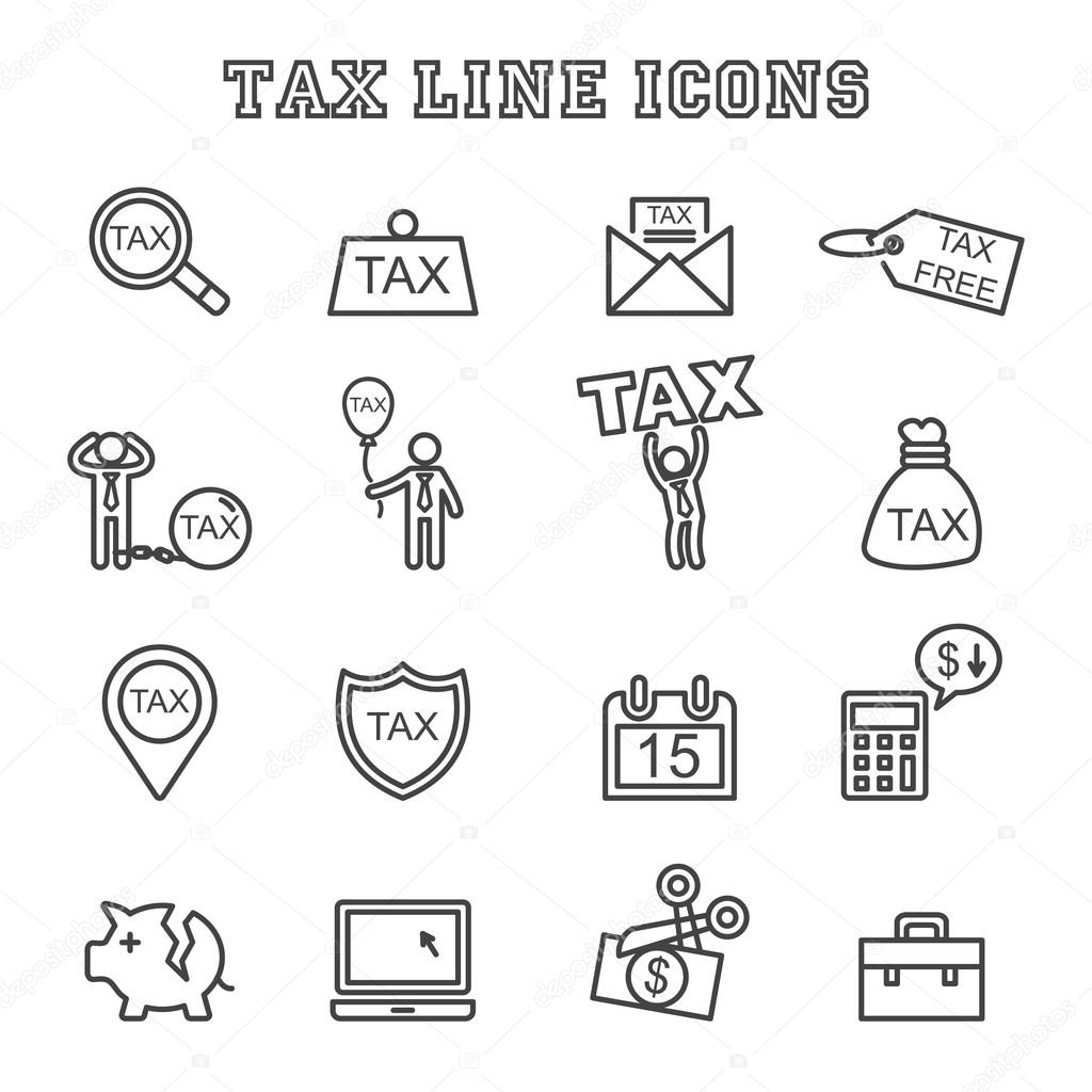 Tax line icons, mono vector symbols