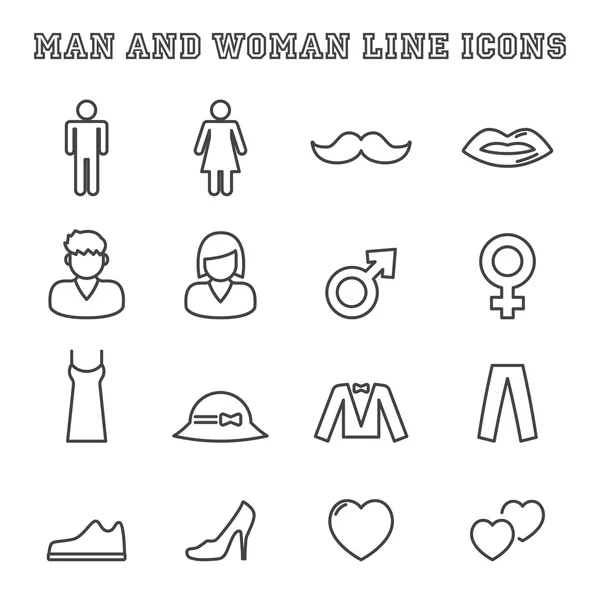 Man and woman line icons — Stock Vector