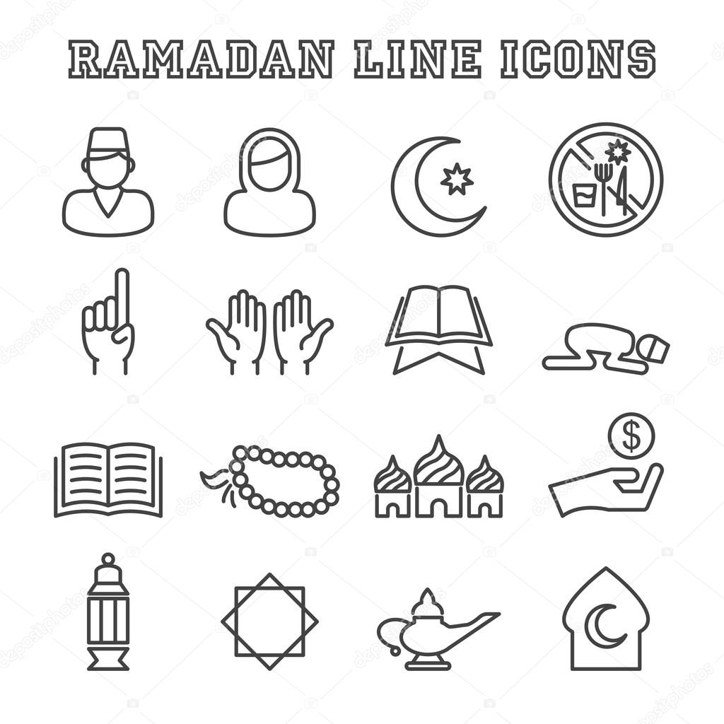 Ramadan line icons, mono vector symbols