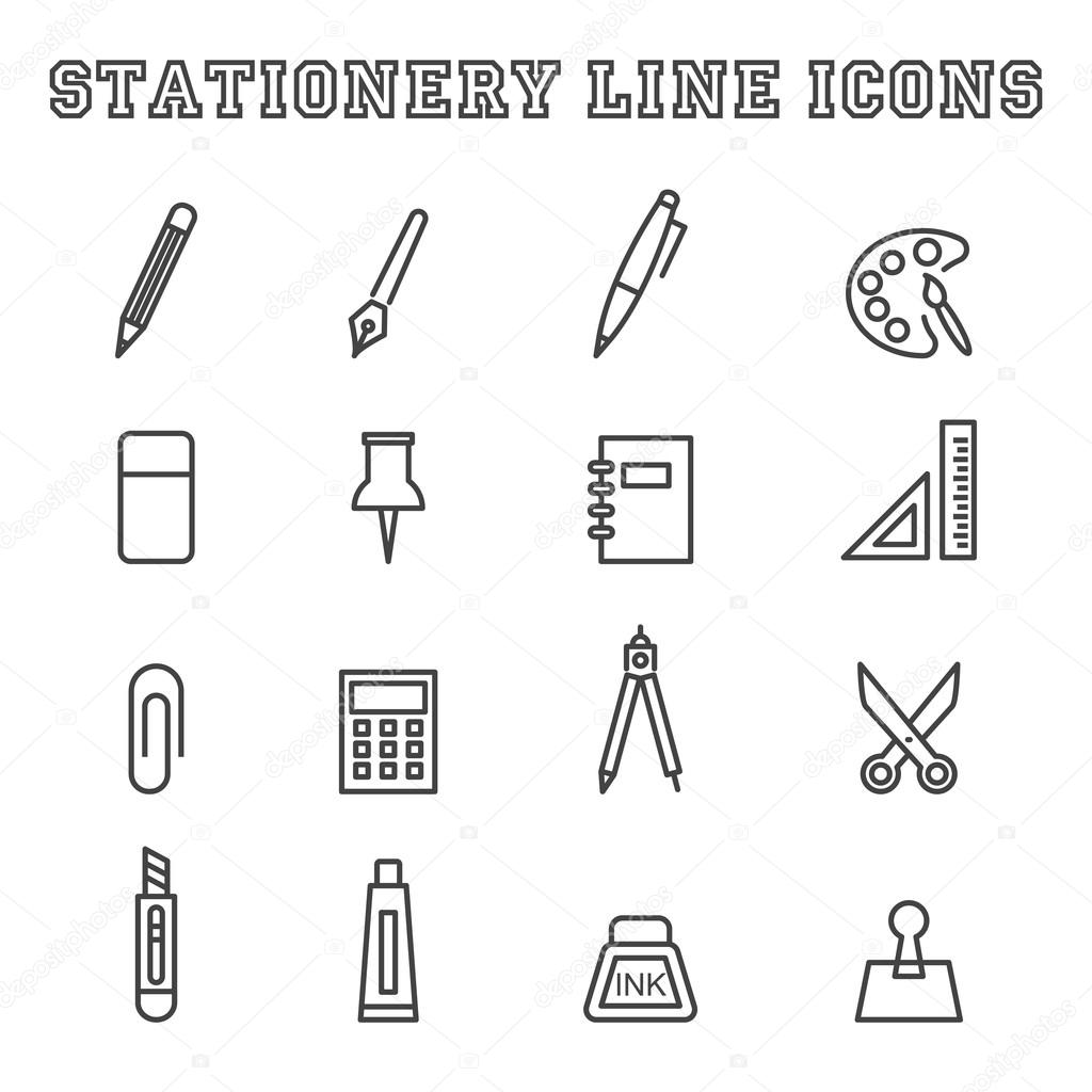 stationery line icons