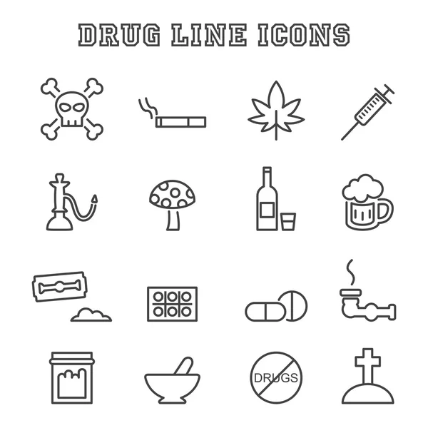 Iconos de línea de drogas — Vector de stock