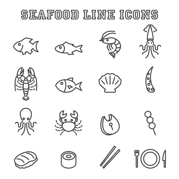 Icônes ligne de fruits de mer — Image vectorielle