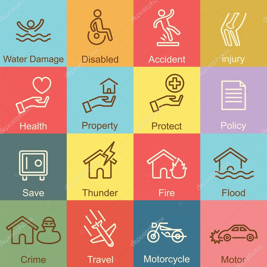 Insurance outline design, vector infographic elements