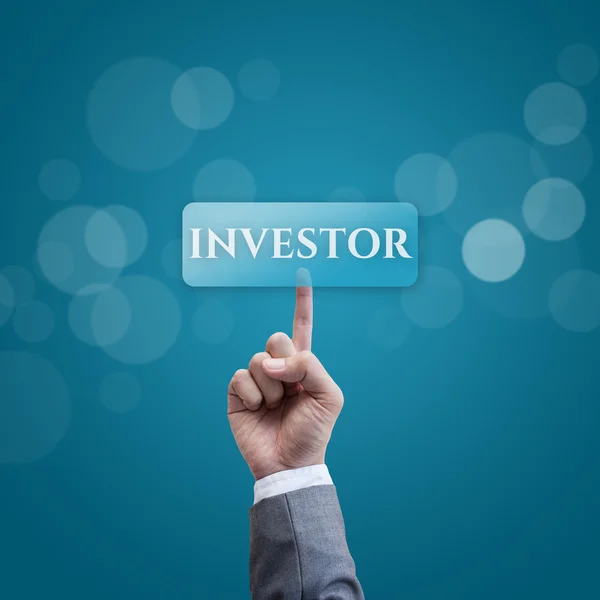 Investor business man press button — Stock Photo, Image