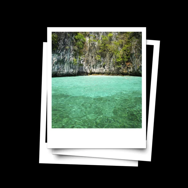 Moldura fotográfica do mar da ilha de Phuket isolado sobre fundo preto — Fotografia de Stock