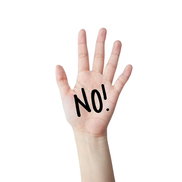 Say no. hand isolated on white background — Stock Photo, Image