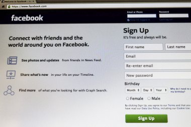 Tayland - 2 Eylül 2014: Facebook sayfa ilk açılış homepa