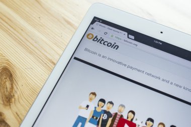 Chiang Mai, Tayland - 07 Eylül 2014: Bir bitcoin homepage o