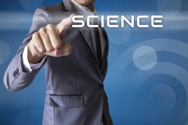 Zakenman aanraking Science conceptuele — Stockfoto