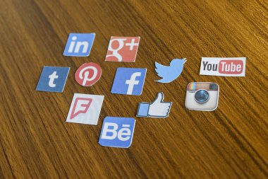 Chiang Mai, Tayland - 24 Eylül 2014: Sosyal medya p markalar