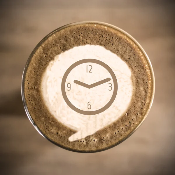 Concetto di tempo su Caffè latte art mattina tutti i giorni — Foto Stock