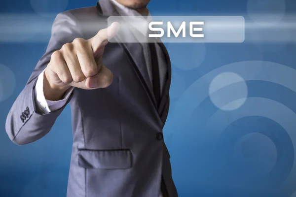 Businessman press SME of business conceptual — Stock Photo, Image