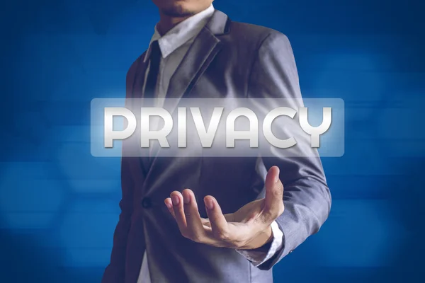 Zakenman of Salaryman met Privacy tekst moderne interface conc — Stockfoto