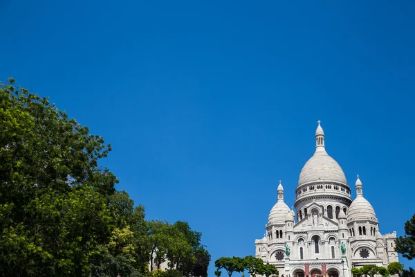 Vista de la Basílica del Sagrado Corazón de París con cielo nublado en — Foto de Stock