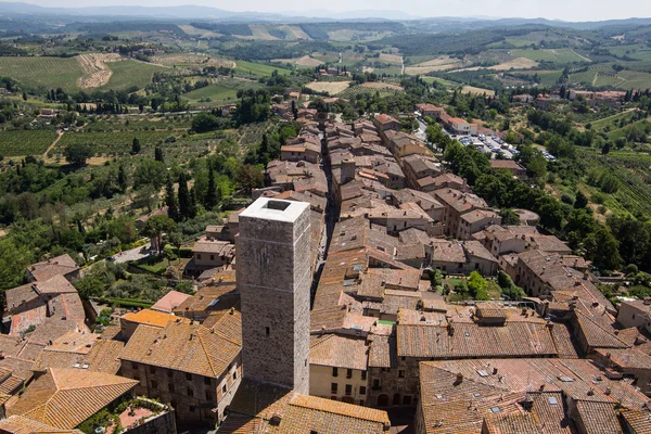 Średniowieczne miasto Tuscany - San Gimignano - widok z góry — Zdjęcie stockowe