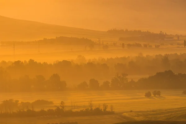 Early morning on countryside, San Quirico d Orcia, Tuscany, Italy — Stock Photo, Image
