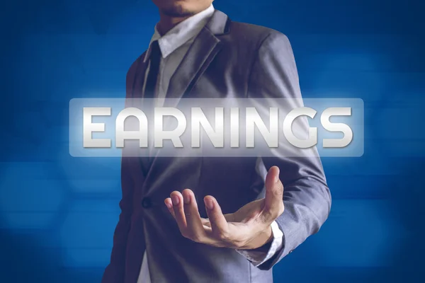 Businessman or Salaryman with Earnings text modern interface con — Stock Photo, Image