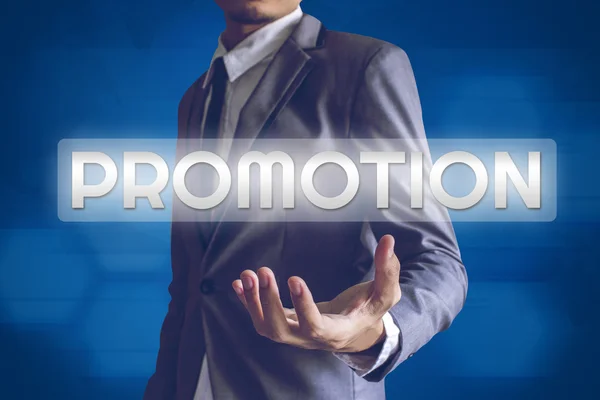 Businessman or Salaryman with Promotion text modern interface co — Stock Photo, Image